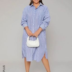 Plus Size Drop Shoulder Stripe Dress